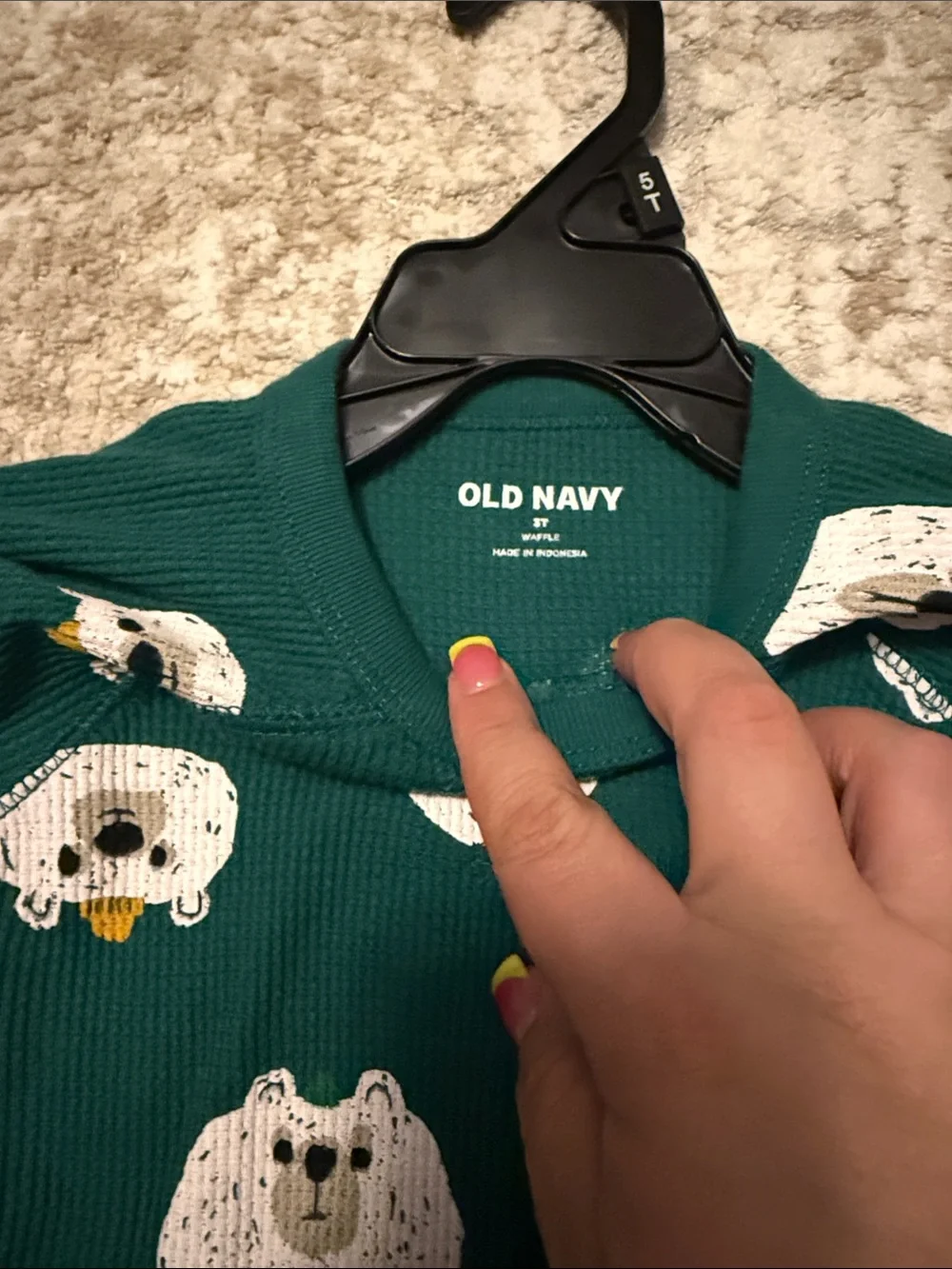 Old Navy Teal Green Toddler Polar Bear Thermal Shirt size 3T-NWT